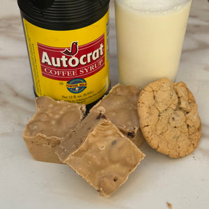 "Autocrat Coffee Milk"- Coffee Syrup, Vanilla Fudge and Chocolate Chip Cookie Pieces